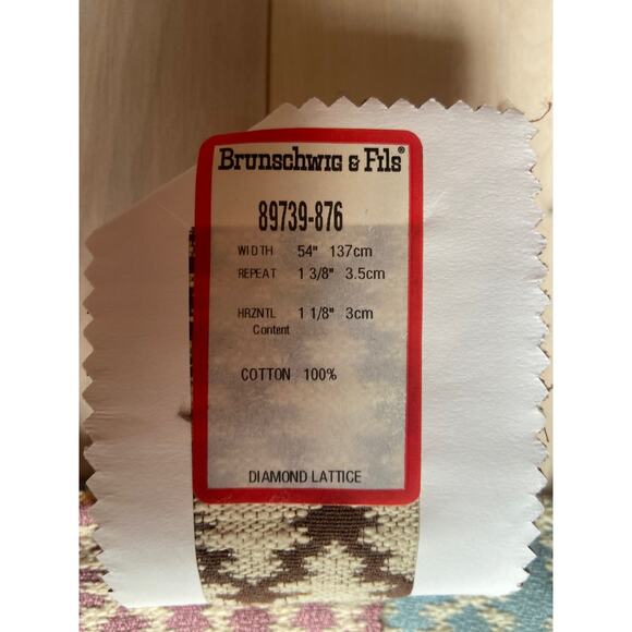 Brunschwig & Fils "Diamond Lattice Figured Texture" fabric vintage swatch 26x27 - Picture 5 of 5